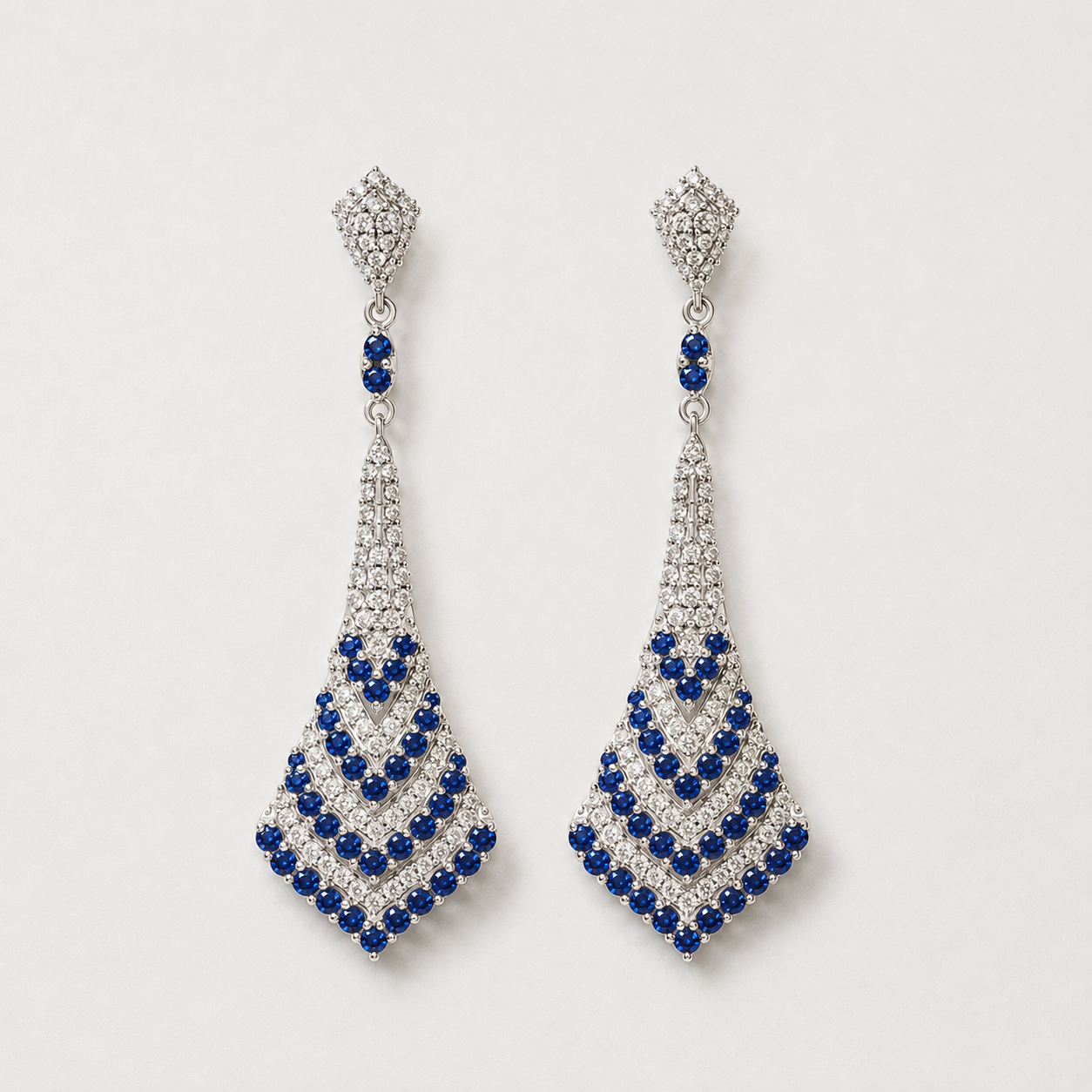 Glamour Girl Sapphire & Diamond Tennis Earrings