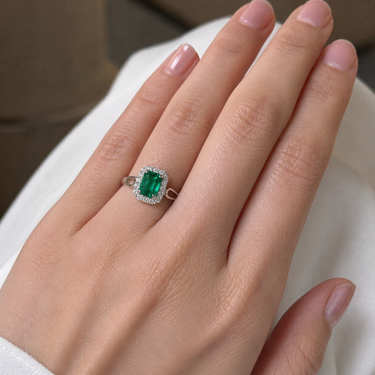 Split Shank Colombian Emerald and Diamond Ring Emerald