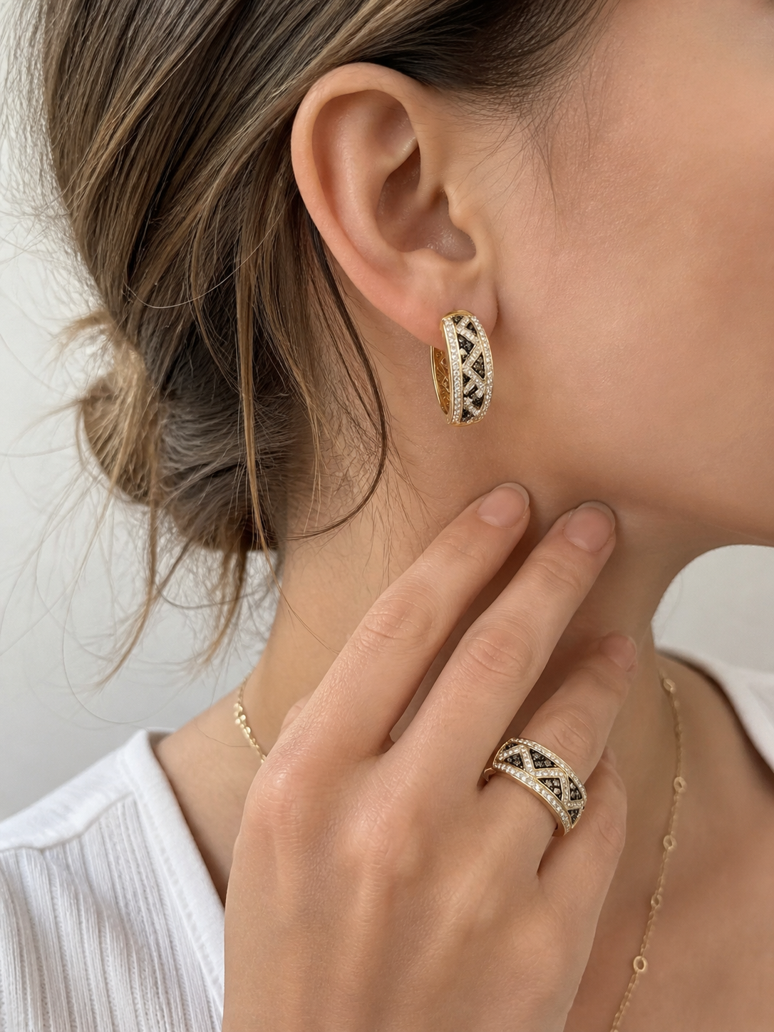 Inverse Trillion Pave Coco & White Diamond Hoops Coco Diamonds