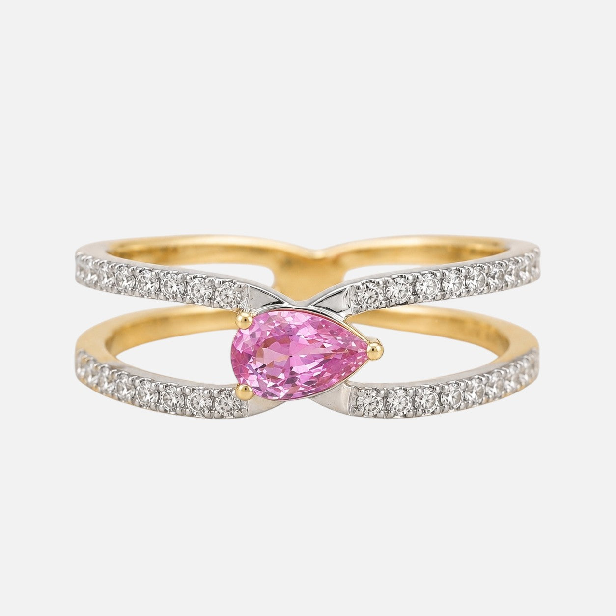 Split Shank Pear Pink Sapphire Band Pink Sapphire