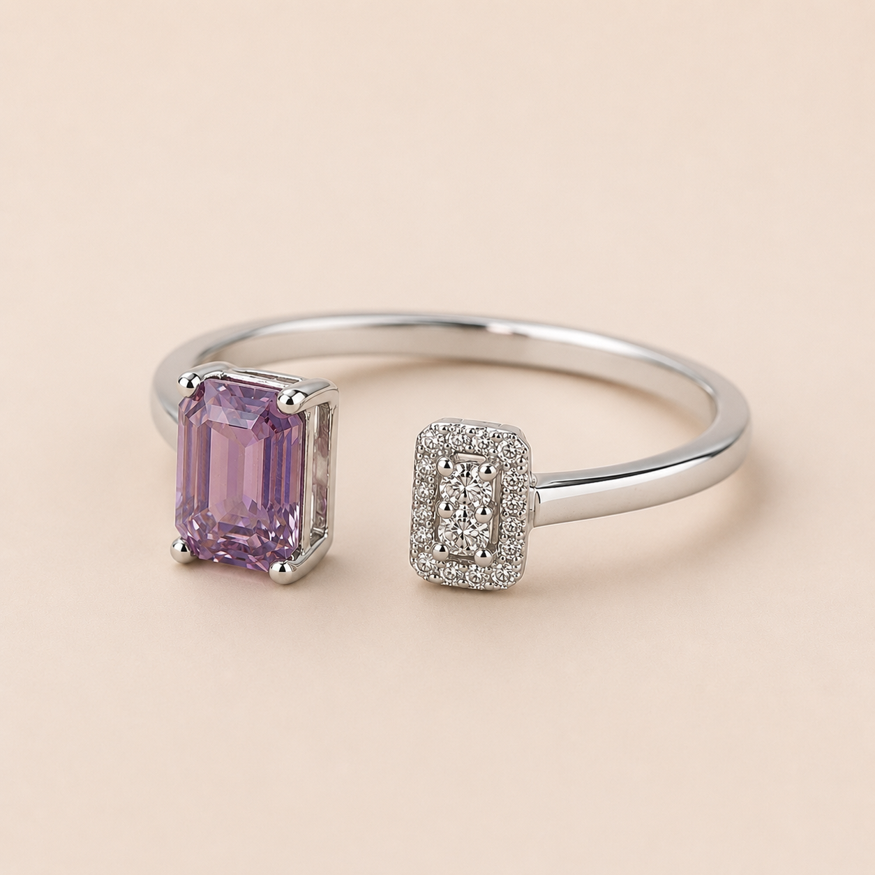 Lilac Non Heat Sapphire Open Ring