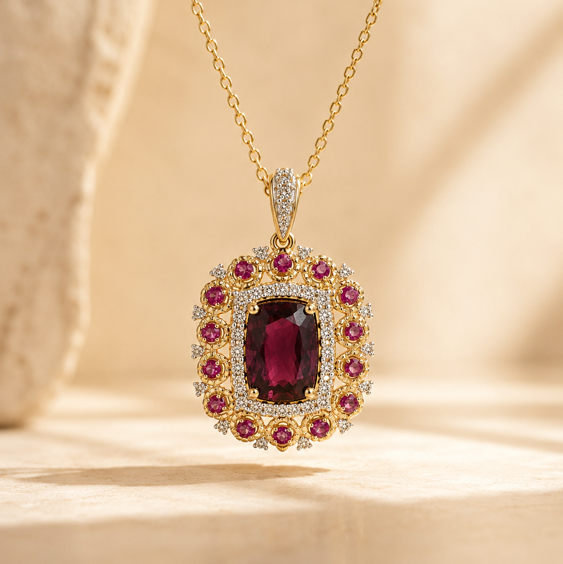 Certified Multi Sapphire Floral Pendant