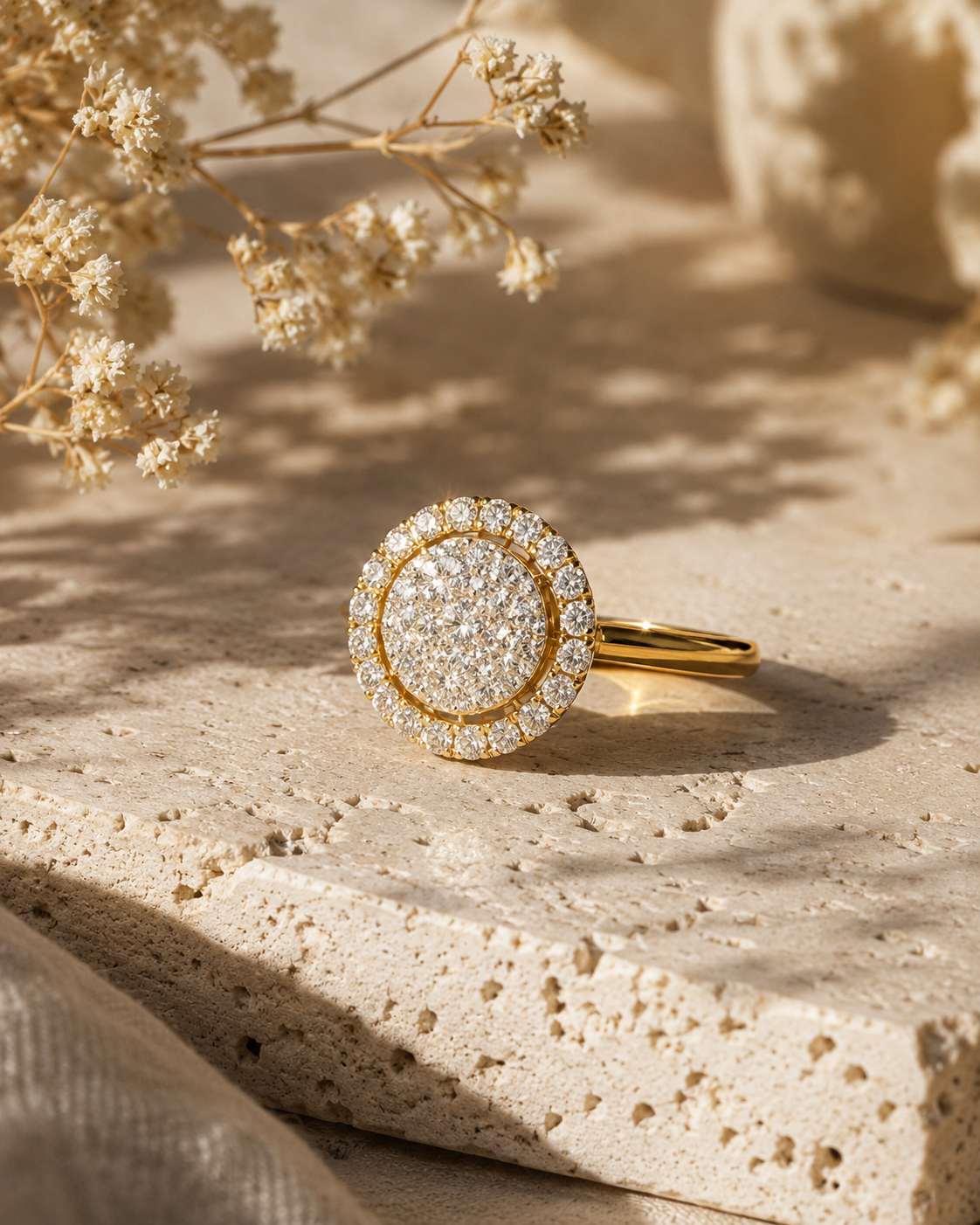 Cluster Halo Diamond Ring White Diamond