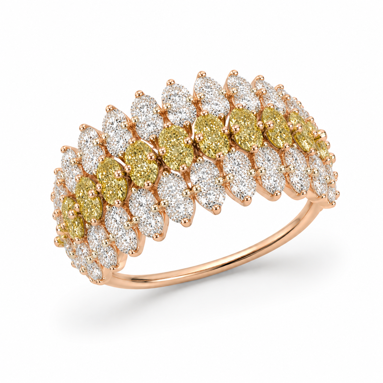 Golden Feather Diamond Ring