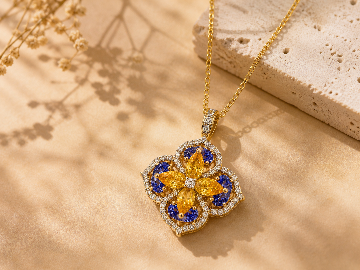 Golden Blossom Tanzanite Pendant Tanzanite