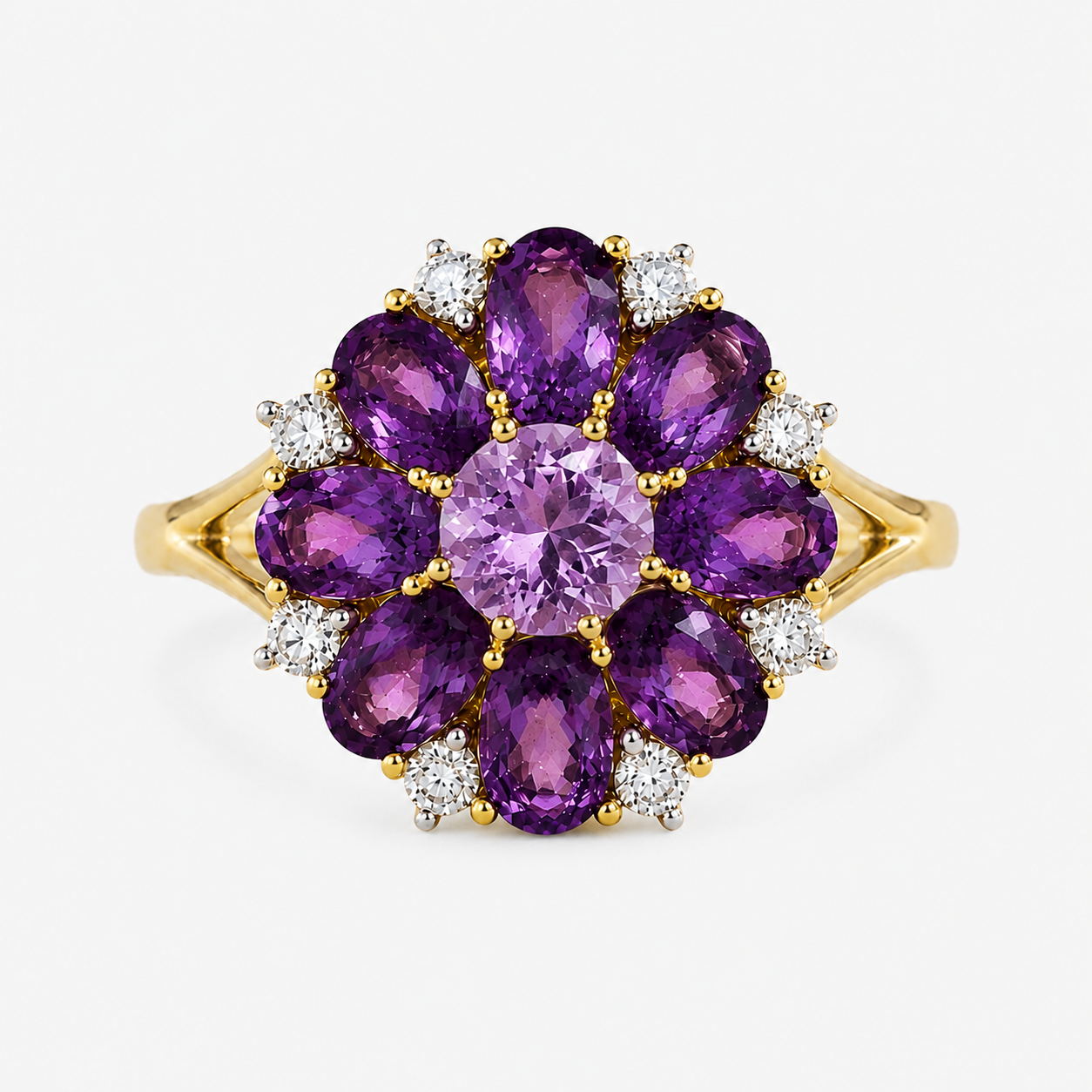 Peony Amethyst & Diamond Ring Amethyst