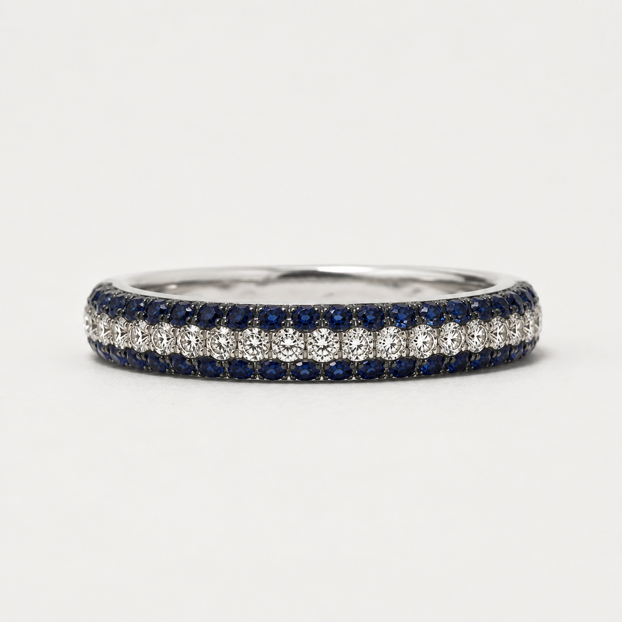Trio Row Sapphire & Diamond Band