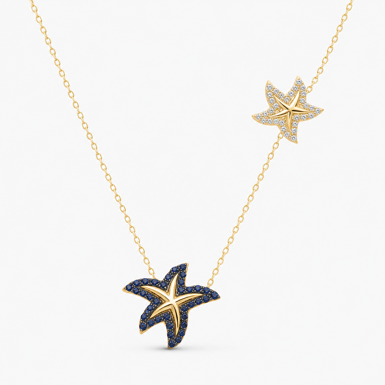 Sapphire & Diamond Starfish Necklace
