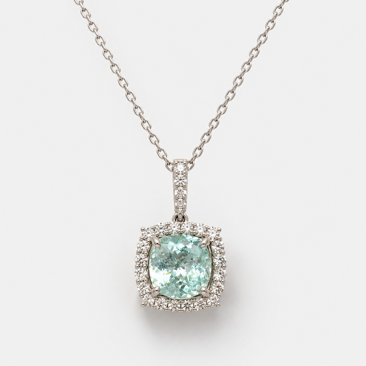 Glass Cushion Certified Paraiba Pendant