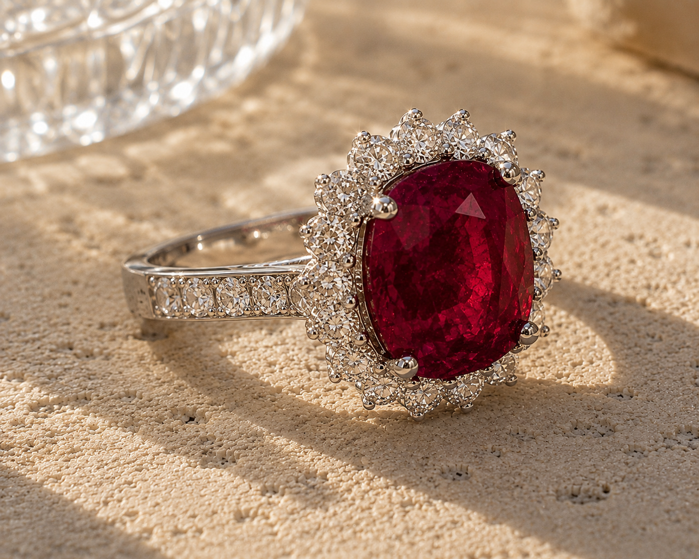 6.20 CTW Certified Burmese & Diamond Ring