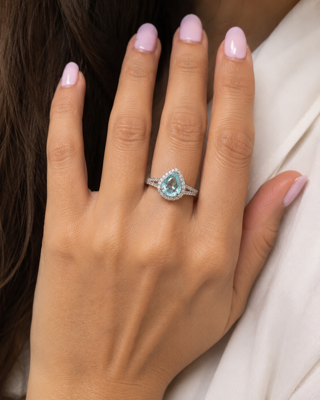 Certified Sea Blue Paraiba & Diamond Ring
