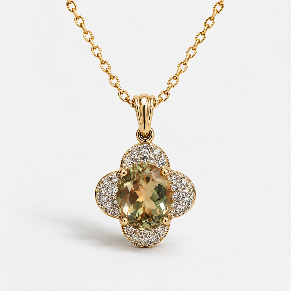 Csarite Clover & Diamond Necklace