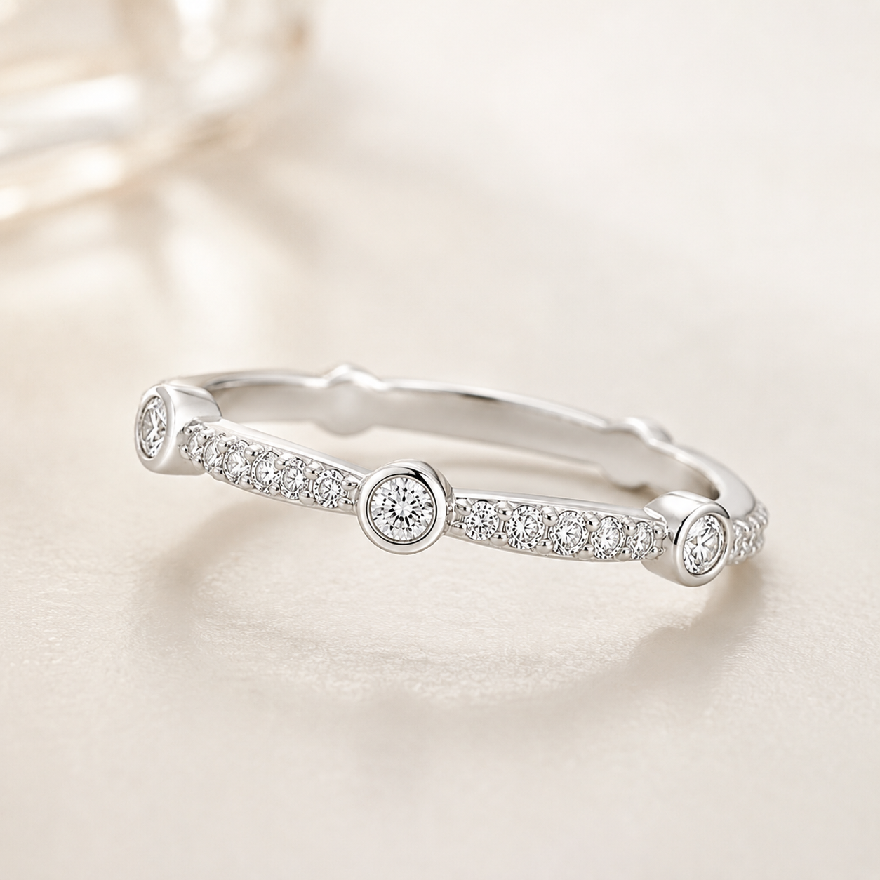 Bubble Diamond Pave Band White Diamond