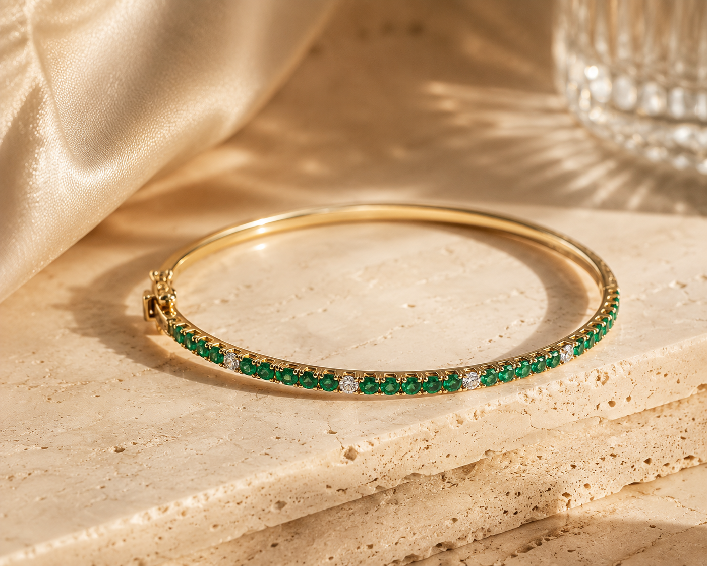 Emerald and Diamond Bangle Emerald