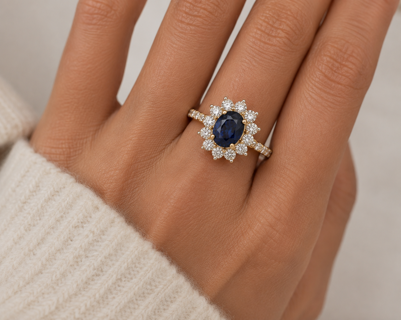 Sapphire & Diamond Thistle Ring