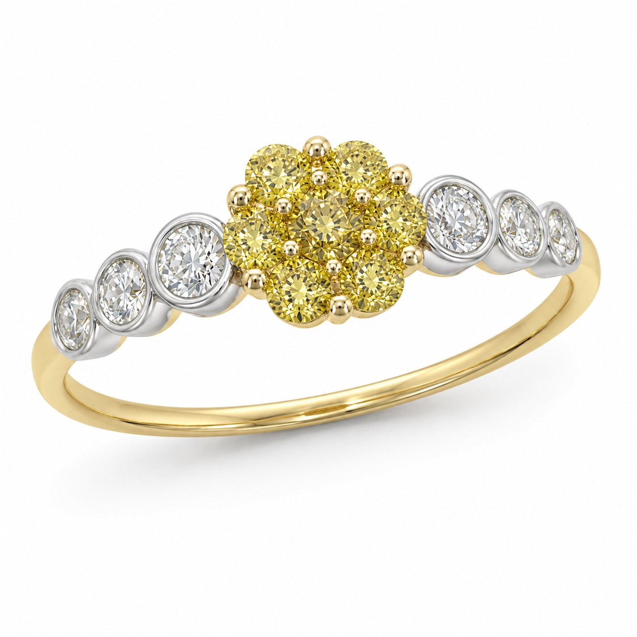 Cluster Bubbles Yellow Diamond Ring Yellow Diamond