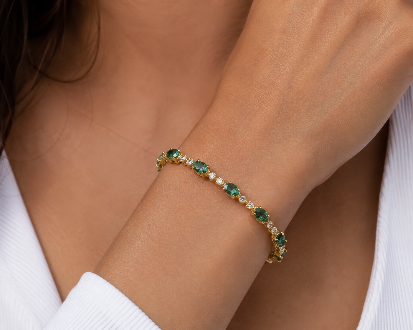 Green Sapphire & Diamond Tennis Bracelet