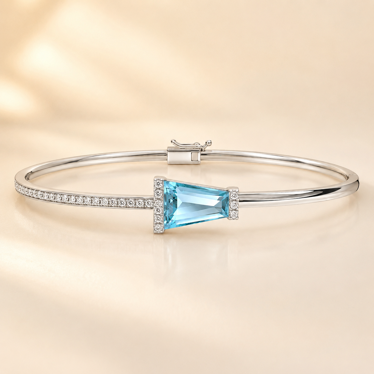 Tapered Baguette Blue Topaz & Diamond Bangle BLUE TOPAZ