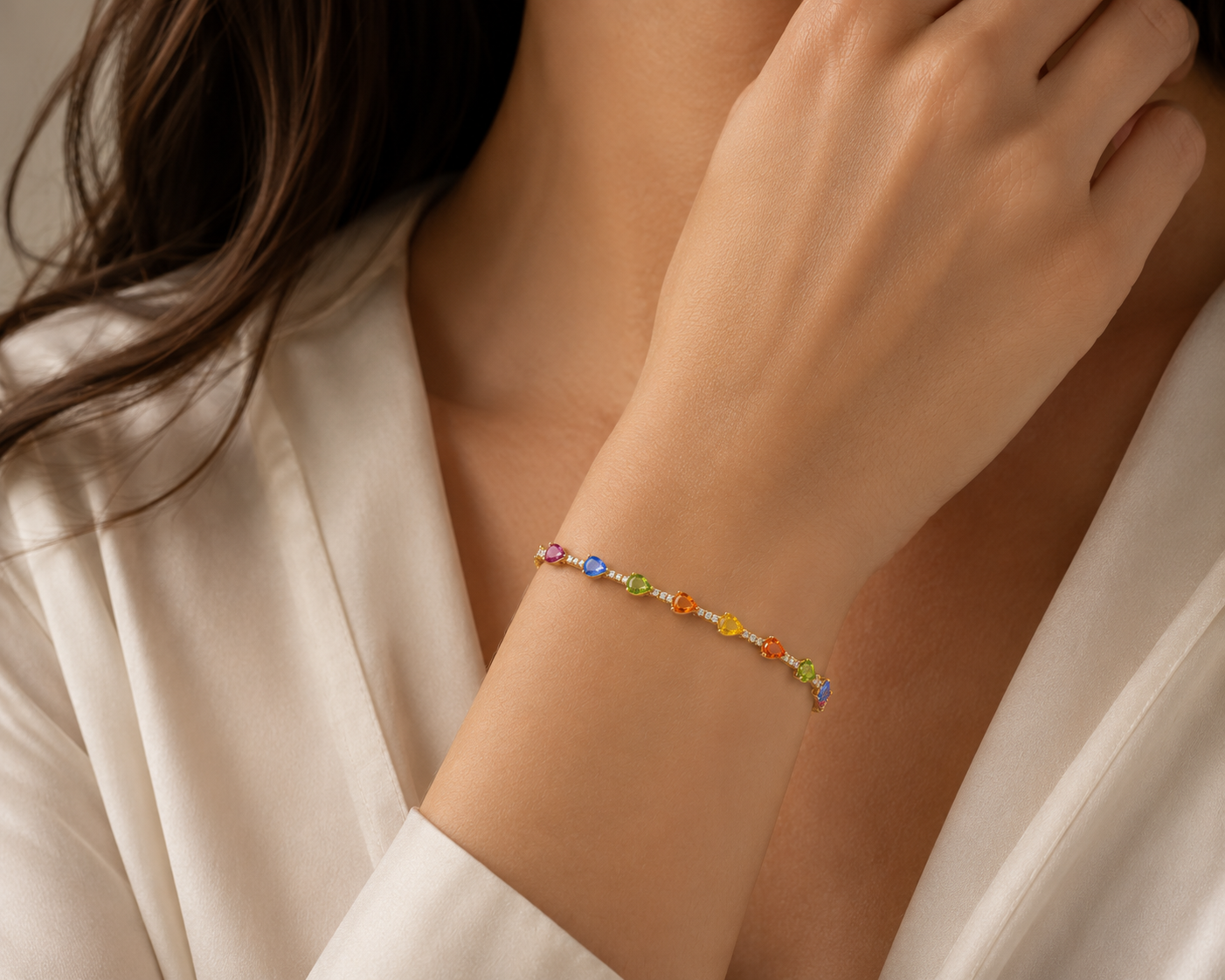 Pear Multi Sapphire & Diamond Bracelet