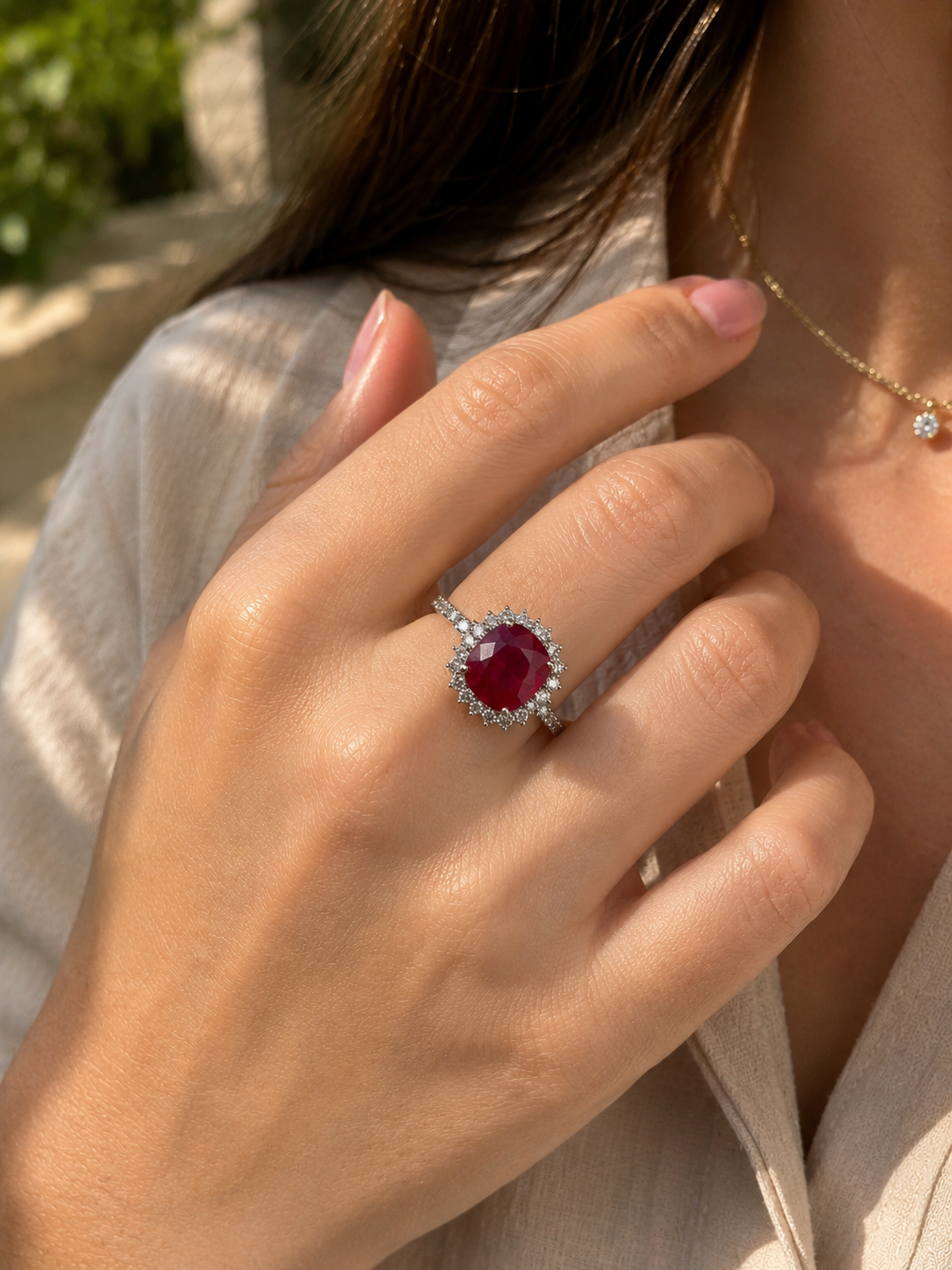 6.20 CTW Certified Burmese & Diamond Ring