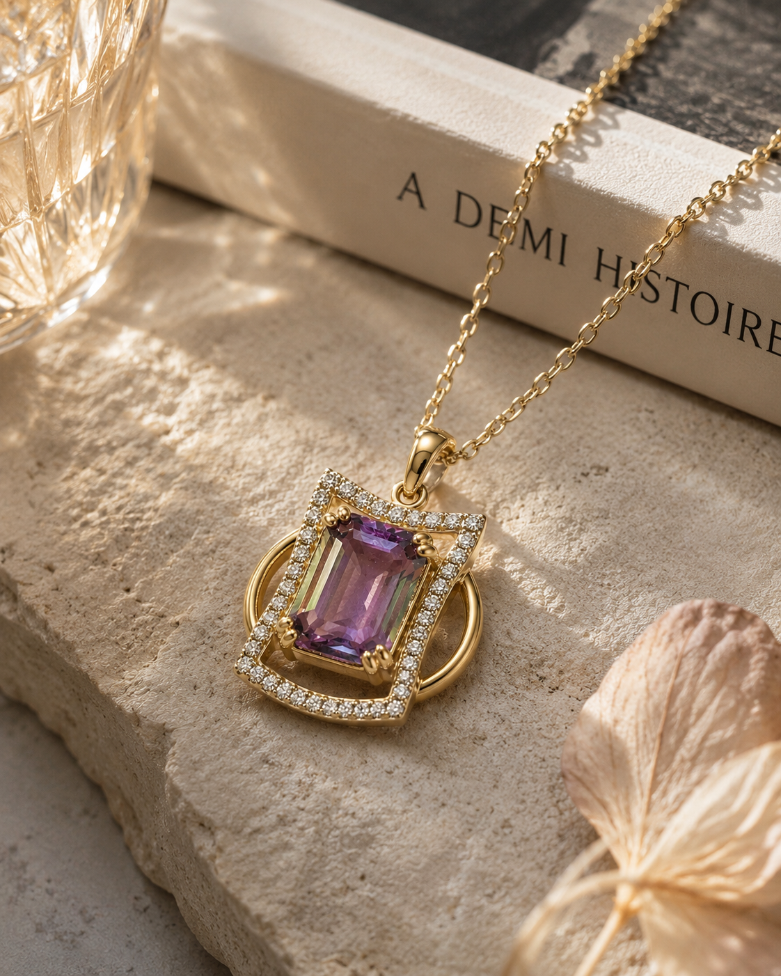 Certified Non Heat Tanzanite & Diamond Necklace