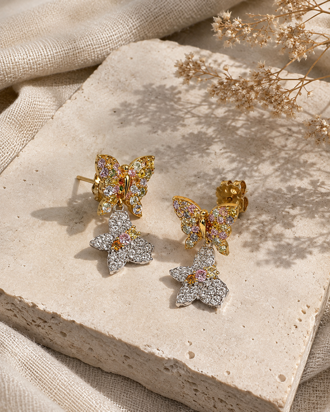Rainbow Butterfly Dangle Earrings