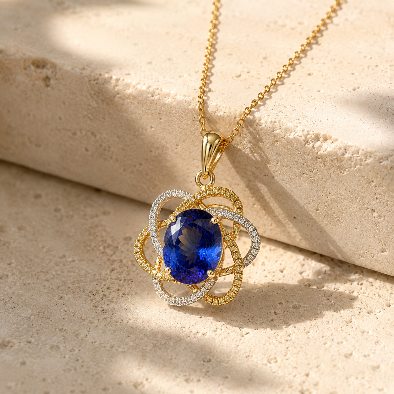Diamond Swirl Tanzanite Pendant Tanzanite