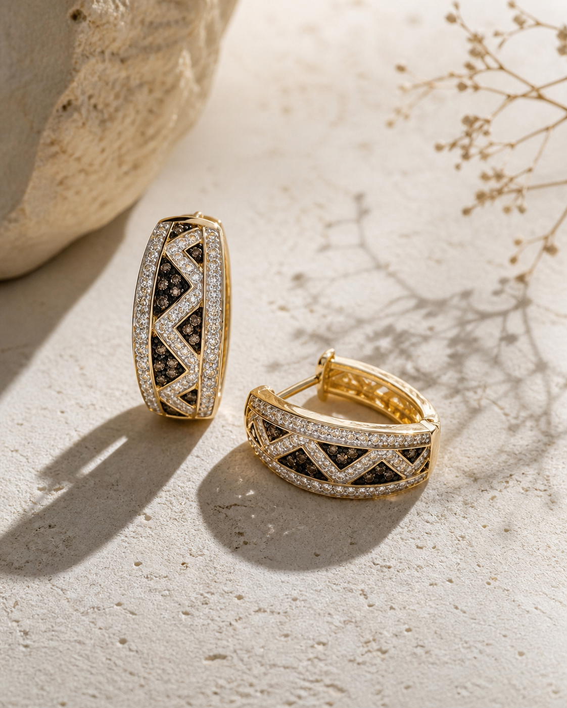 Inverse Trillion Pave Coco & White Diamond Hoops Coco Diamonds
