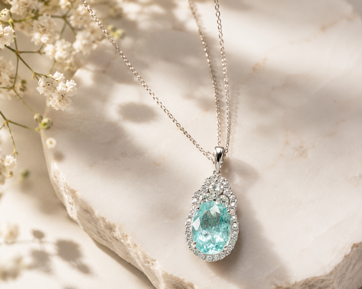 Certified Paraiba & Diamond Trio Necklace