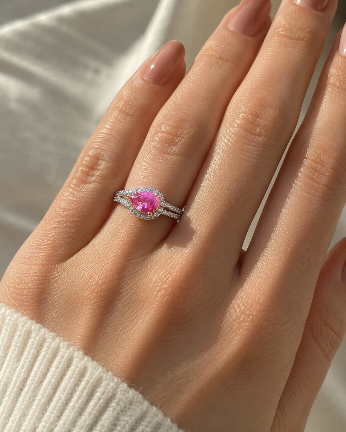 Budding Pink Sapphire Solitare Ring Pink Sapphire