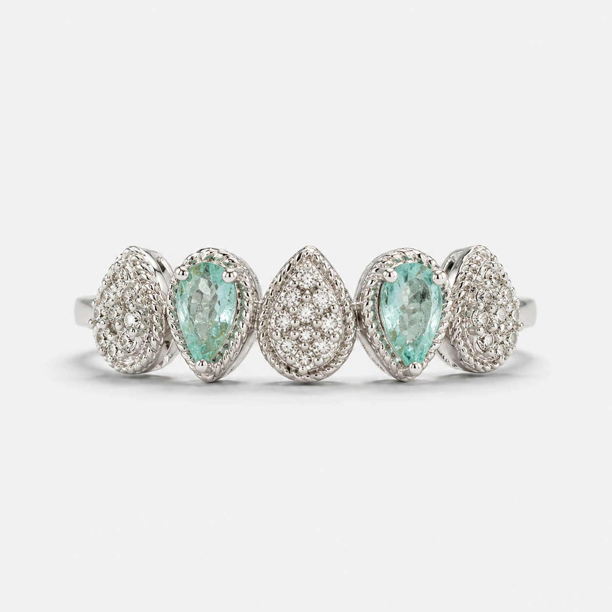 Seafoam Paraiba & Diamond Pear Band