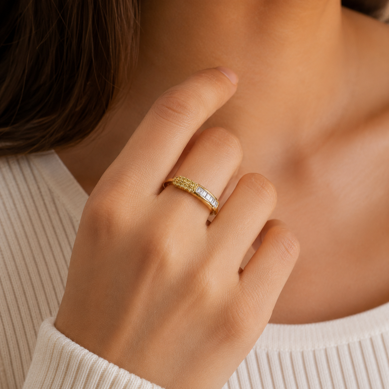 Rays of Sunshine Stacking Ring Yellow Diamond