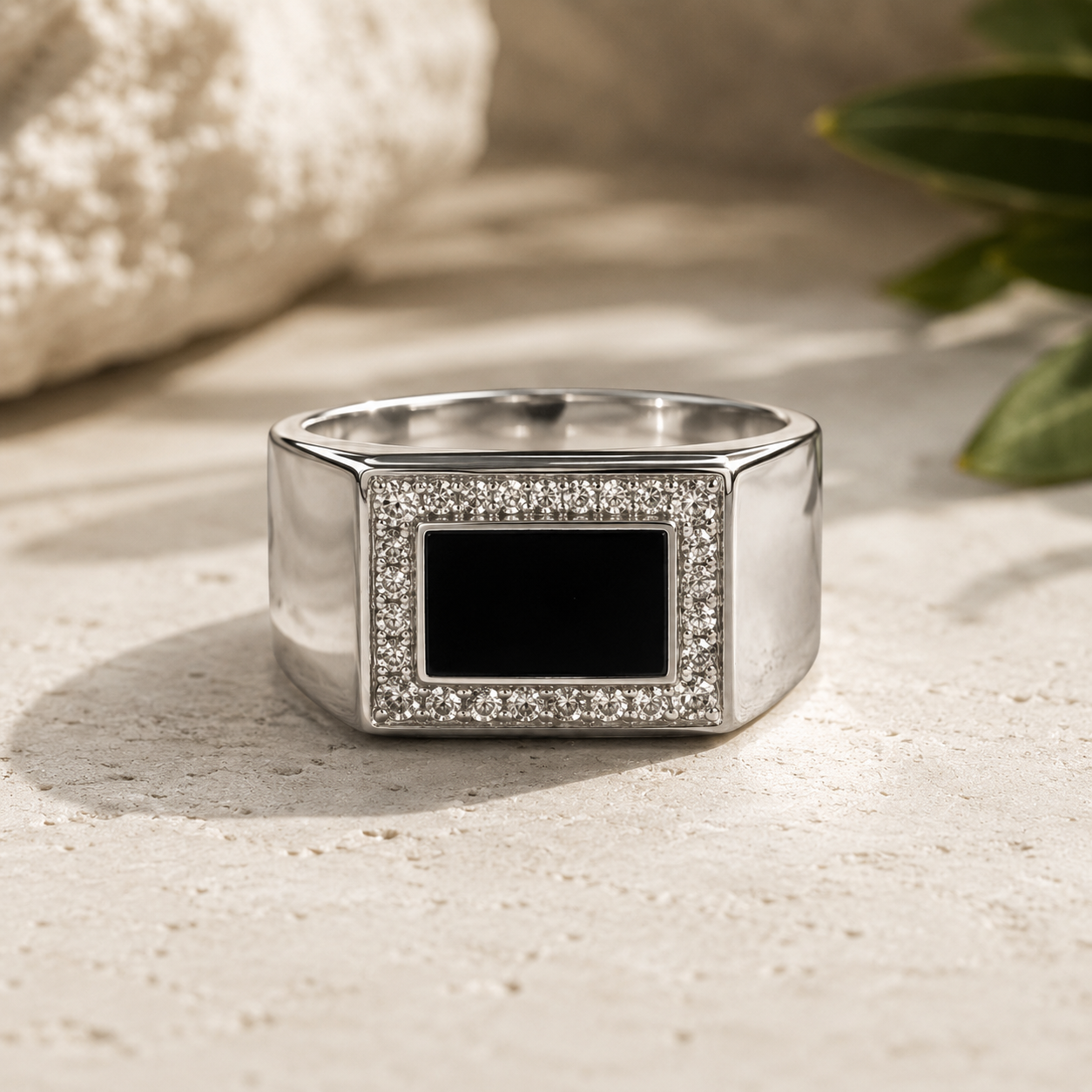 Onyx & Diamond Mens Ring Black_Diamond