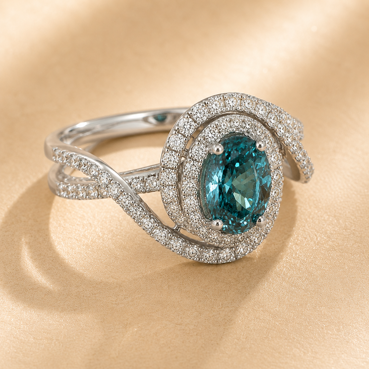 Certified Swirl Blue & White Dia Ring