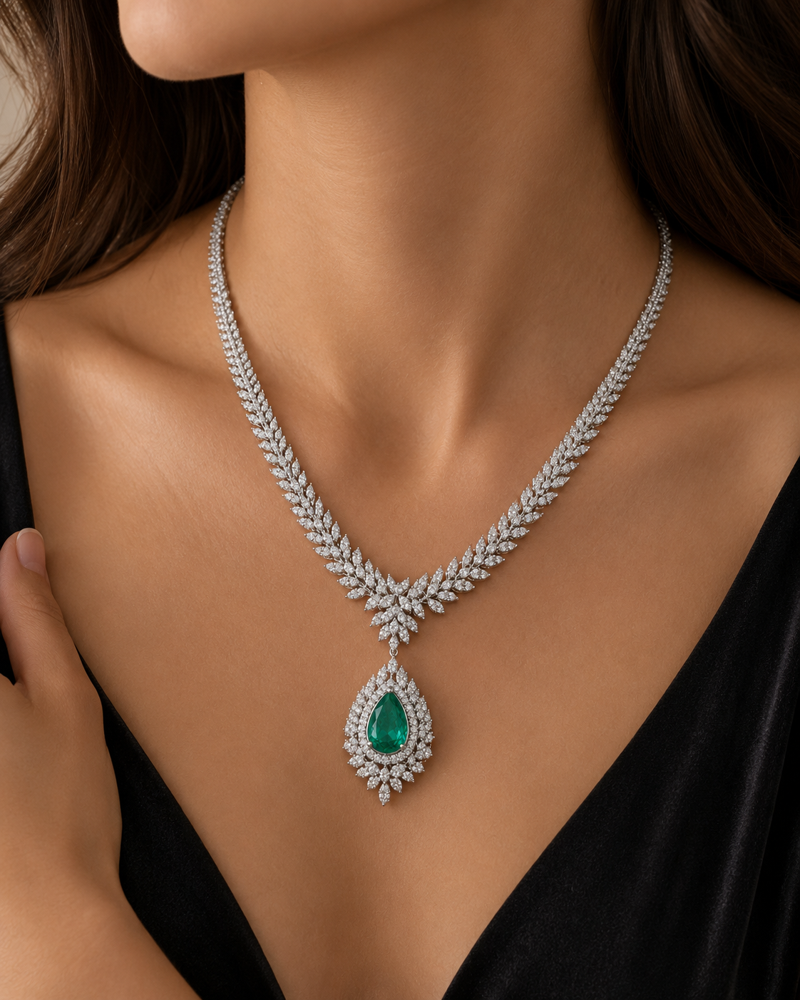 Riviera Colombian Emerald Tennis Necklace