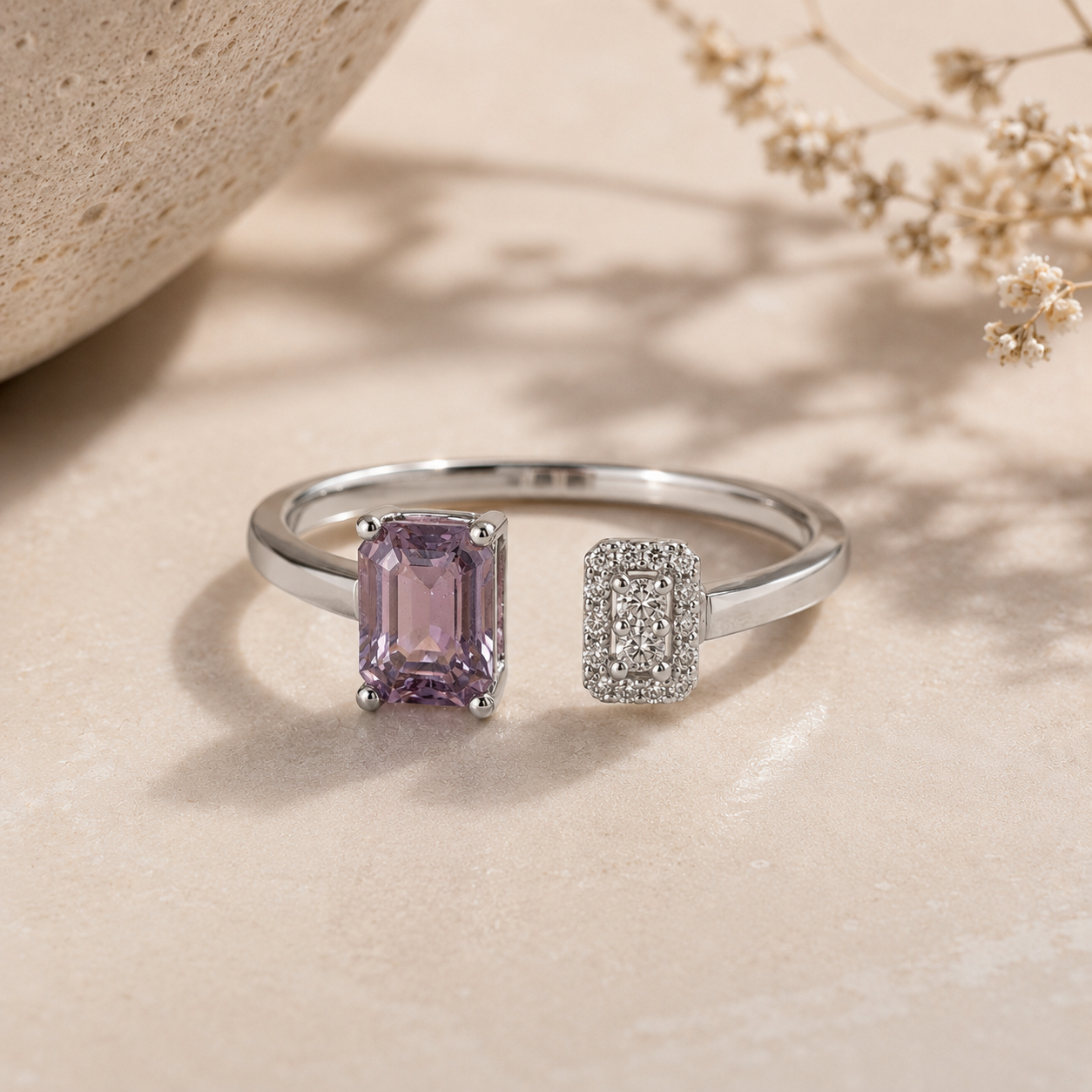 Lilac Non Heat Sapphire Open Ring