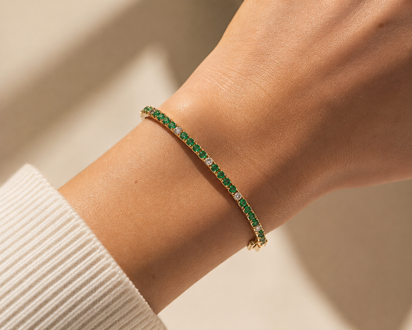 Emerald and Diamond Bangle Emerald