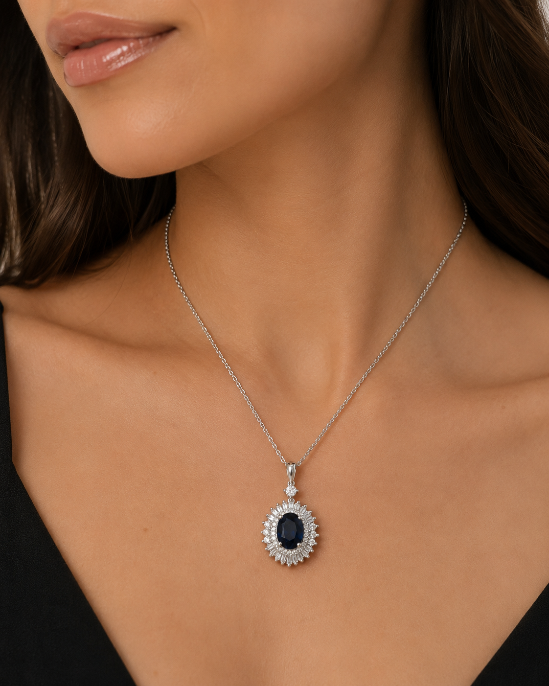 Magic Mirror Blue Sapphire & Diamond Necklace Blue Sapphire