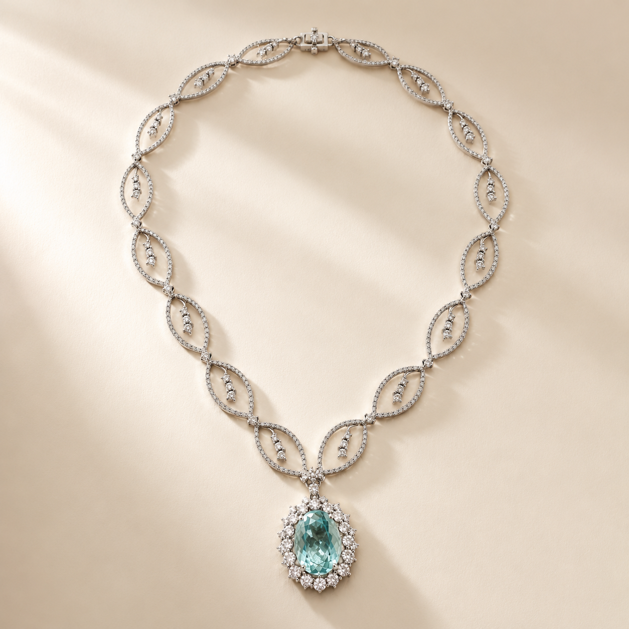 GIA Pariaba & Diamond Tennis Necklace
