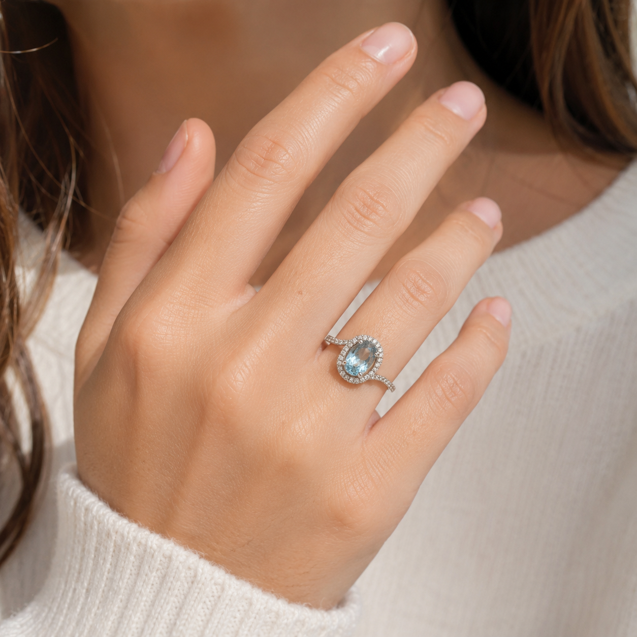 Blue Lagoon Aquamarine & Diamond Ring Aquamarine