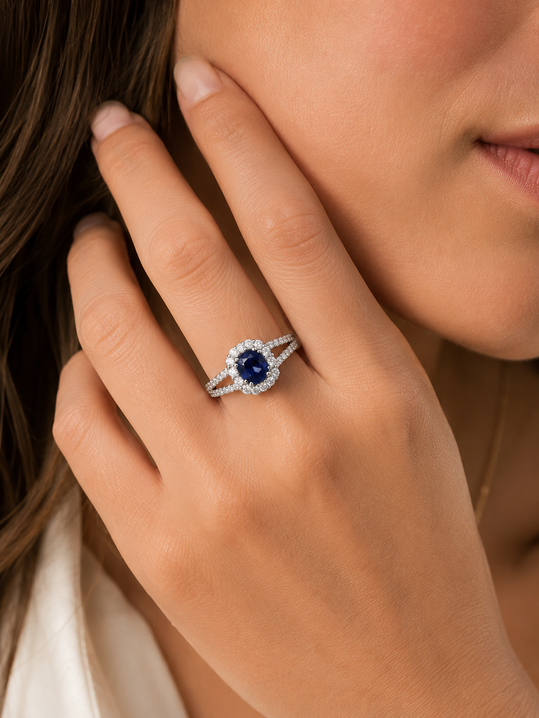 GIA Ceylon & Diamond Cushion Ring