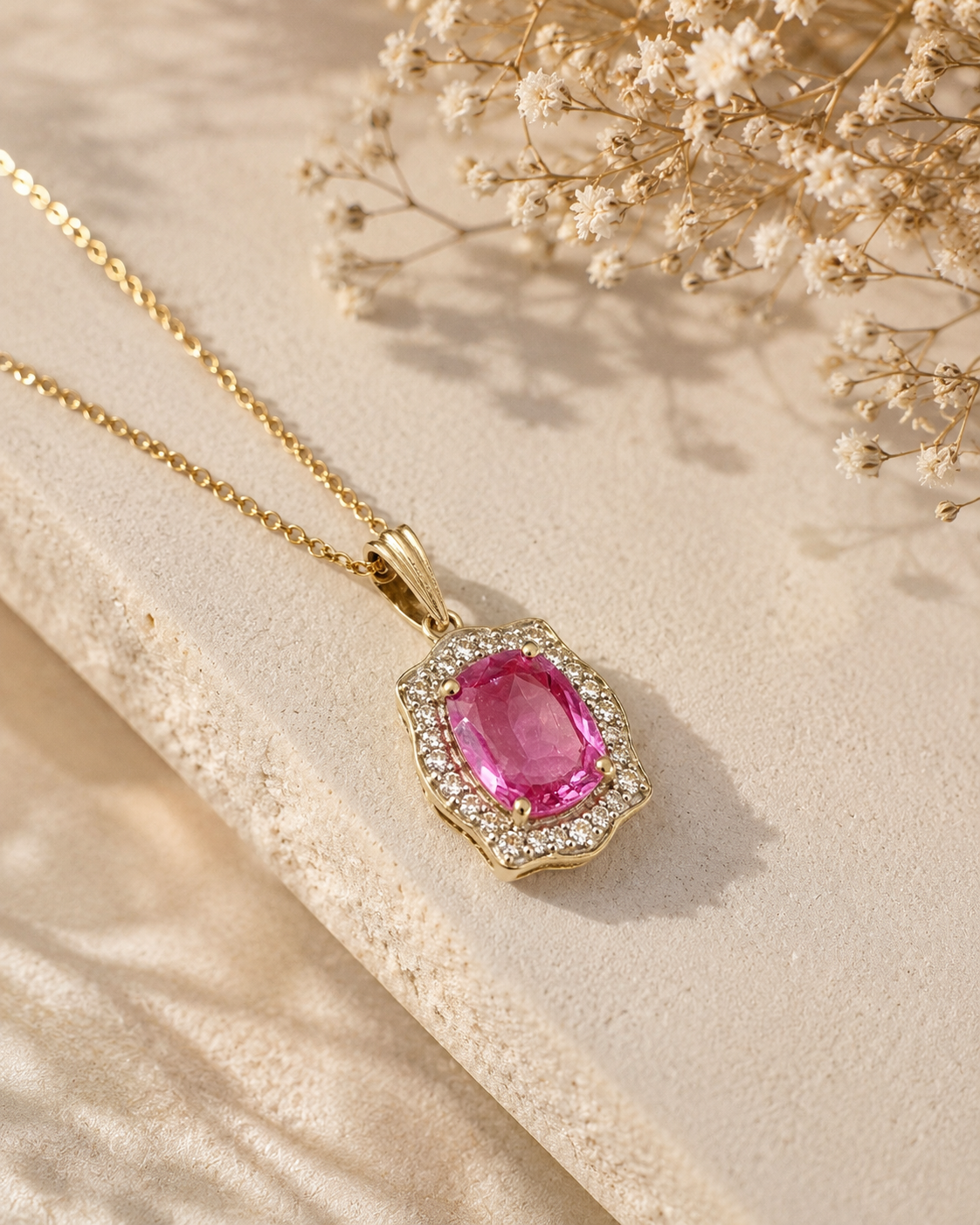 Certified Non Heat Pink Portrait Necklace