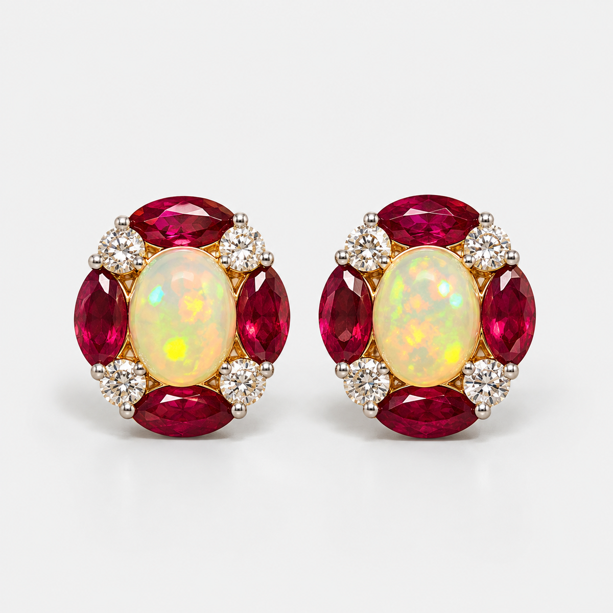 Radiant Ruby Opal Studs