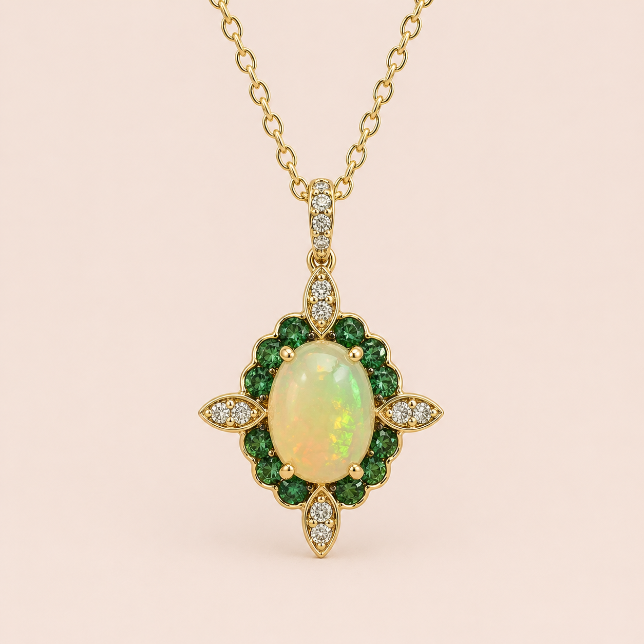 Ethereal Garden Opal & Emerald Necklace opal