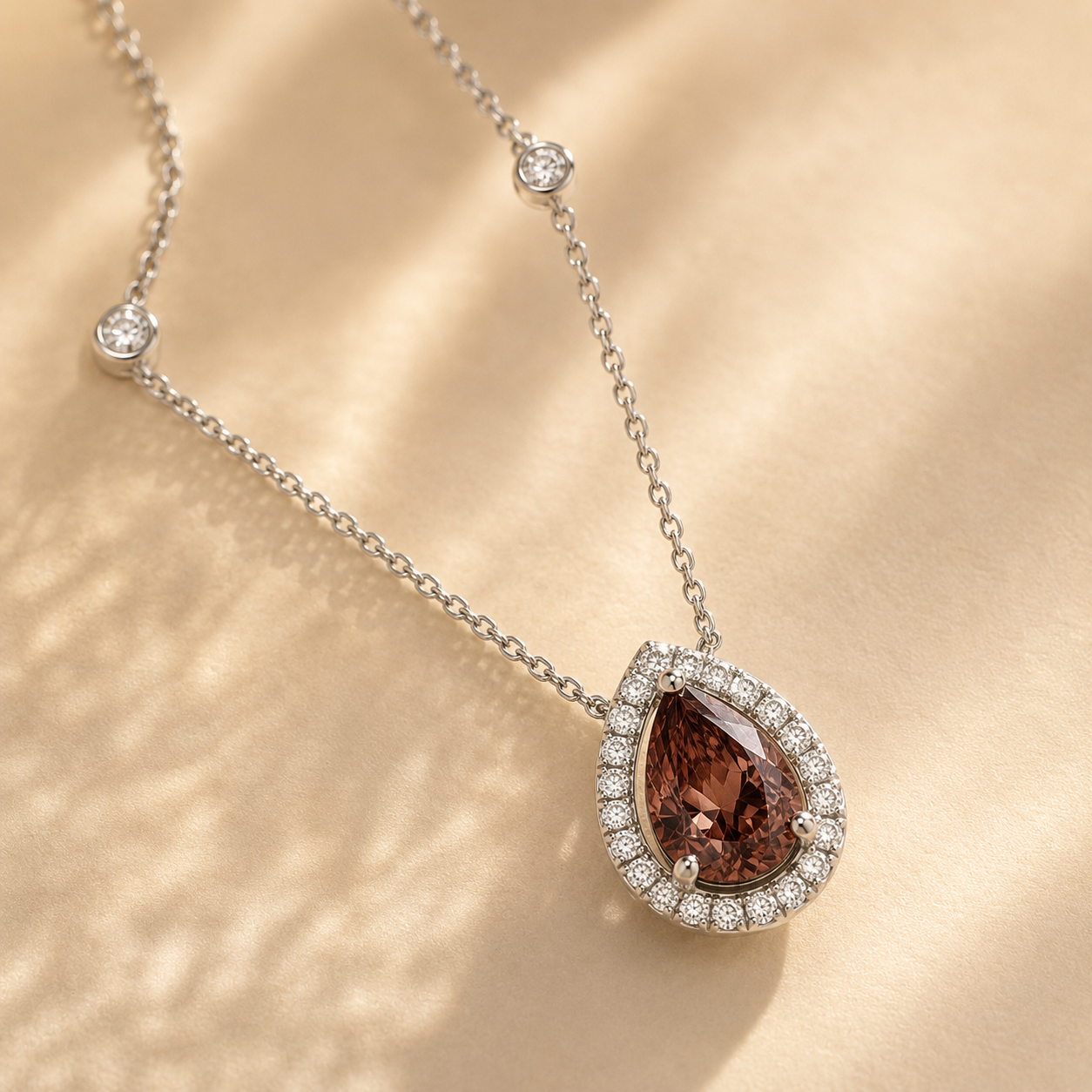 Diamond Droplet Pear Alexandrite Necklace