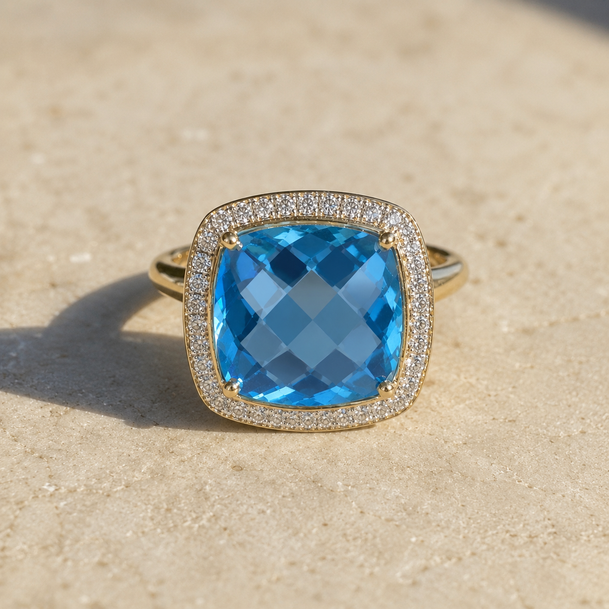 Reverse Set Blue Topaz Ring