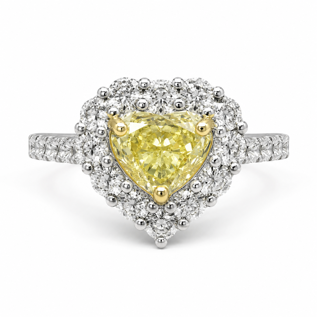 GIA Heart Cut Yellow & White Diamond Ring Yellow Diamond
