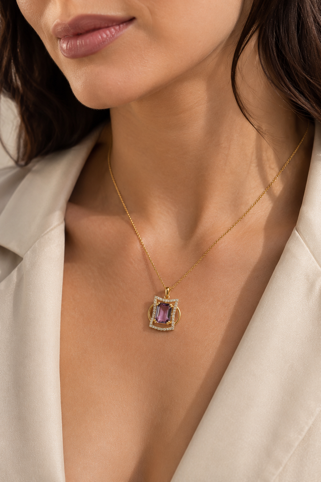 Certified Non Heat Tanzanite & Diamond Necklace