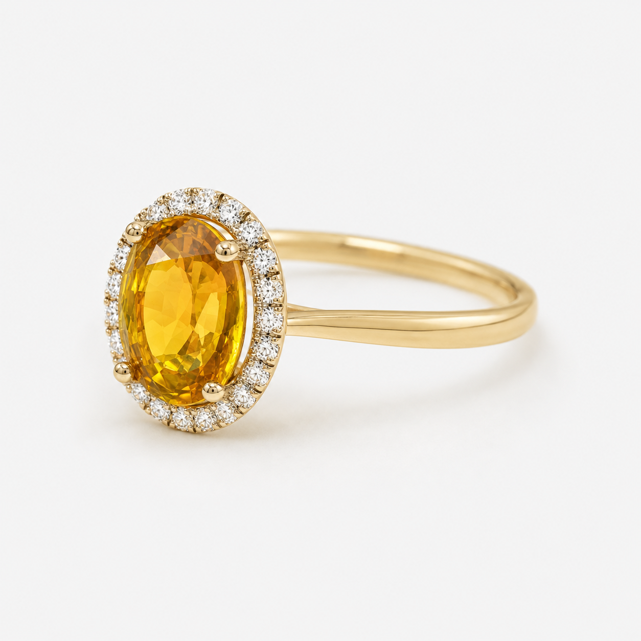 Certified Golden Halo Sapphire Ring