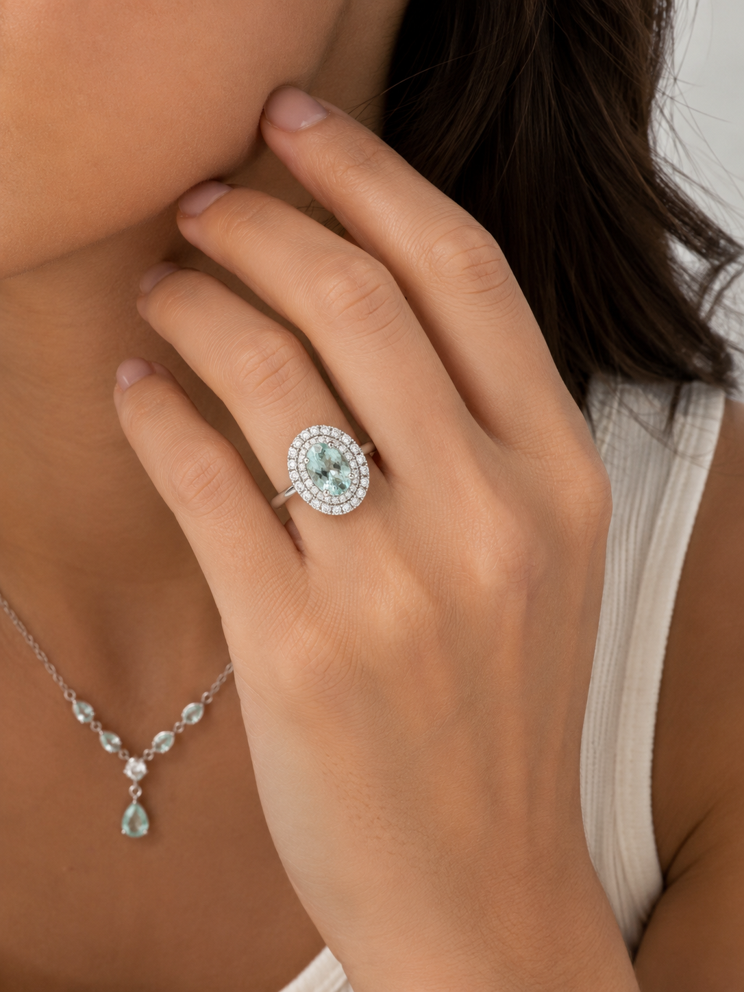GIA Certified Dual Halo Paraiba Ring